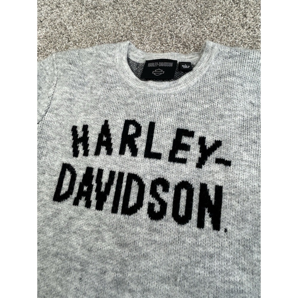Harley Davidson Women's Midwest Intarsia Sweater - Light Grey Heather Size Large